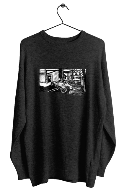 Women`s sweatshirt with prints Dangerous Car on the roads of the streets. Black and white, car, dangerous, fast, machine, race. 2070702