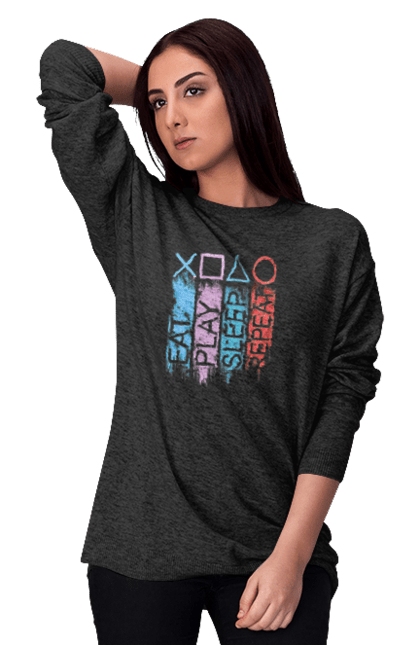 Світшот жіночий з принтом "Геймпад". Playstation, sony, геймпад, гра, джостик. 2070702