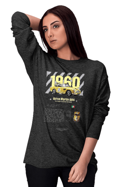 Women's sweatshirt with prints Aston Martin DB4. Aston martin, auto, automobile, car, db4, race, sport, sport car. 2070702