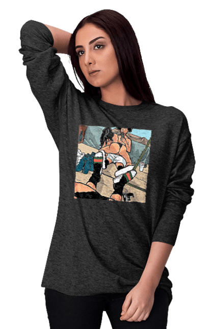 Світшот жіночий з принтом "Голе Селфі У Дзеркалі". Жопа, зверху, селфі. 2070702