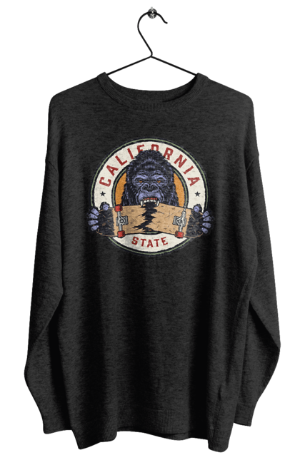 Women's sweatshirt with prints Gorilla California. Animal, california, gorilla, retro, skate. CustomPrint.market