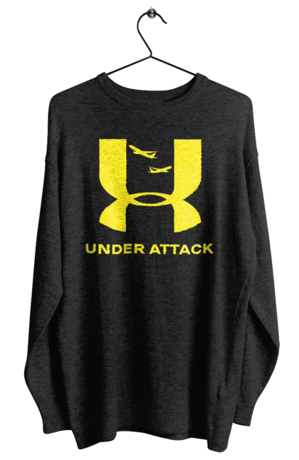 Світшот жіночий з принтом "Under Attack yellow". Андер армор, бренди, гумор, приколи, прикольні, ундер армор. 2070702