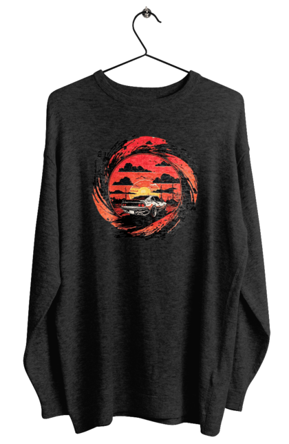 Світшот жіночий з принтом "Феррарі на заході сонця". Авто, автомобіль, машини, феррарі. 2070702