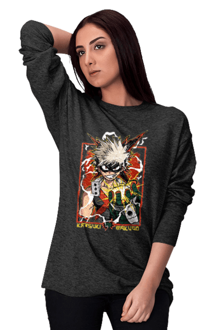 Women's sweatshirt with prints My hero academy Bakugo. Anime, bakugo, katsuki, katsuki bakugo, manga, mga, my hero academy, yue academy. 2070702