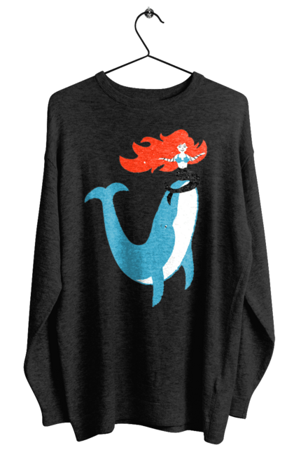 Світшот жіночий з принтом "Русалка І Кит". Кит, море, русалка. 2070702