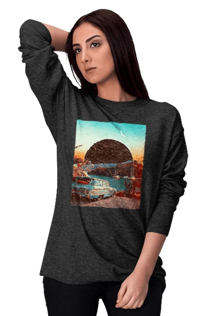 Картина, машина біля річки