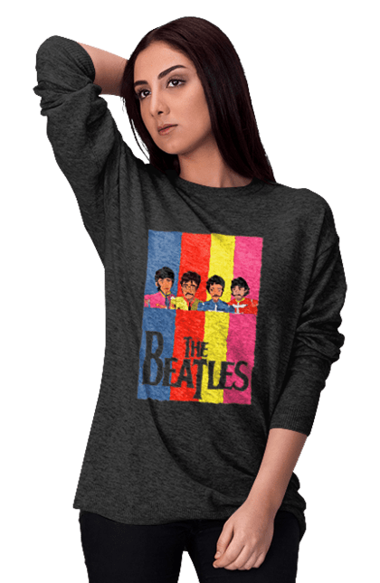 Women's sweatshirt with prints The Beatles. Beatles, george harrison, john lennon, liverpool four, music, paul mccartney, ringo starr. 2070702