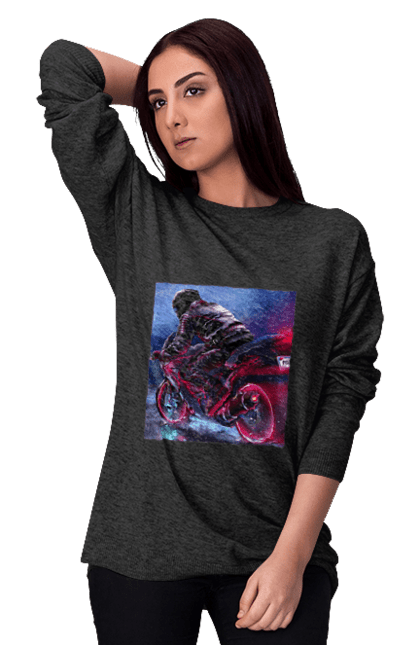 Світшот жіночий з принтом "Мотоцикл". Motolove, мотолов, мотоцикл, опві, україна. 2070702