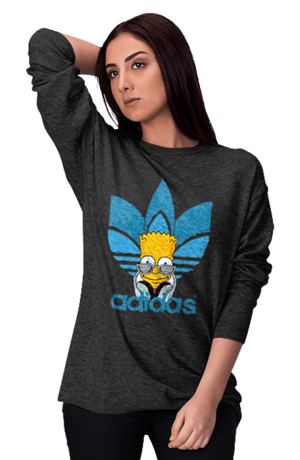 Світшот жіночий з принтом "Adidas Барт". Adidas, bart, адідас, барт, мультфільм, серіал, сімпсон. 2070702