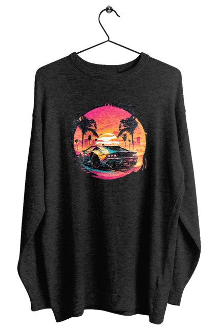 Світшот жіночий з принтом "Ламборджині Ретровейв". Авто, автомобиль, ламба, ламборджині, машина, машини, ретровейв. 2070702