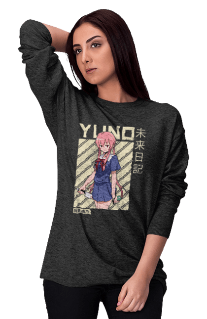 Women's sweatshirt with prints Future Diary Yuno Gasai. Anime, future diary, manga, survival game, yandere, yuno gasai. 2070702