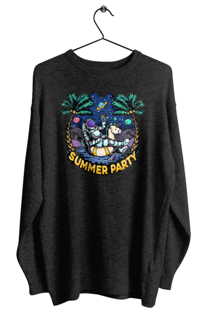 Світшот жіночий з принтом "Літній Паті З Космонавтом". Космонавт, космос, літо. 2070702