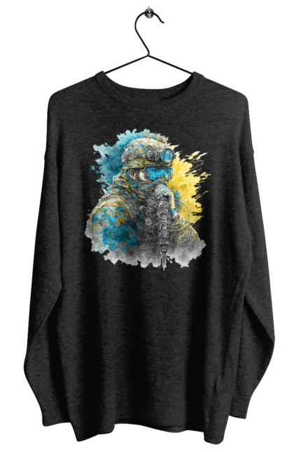 Світшот жіночий з принтом "Снайпер ЗСУ". Армія, зсу, прапор україни, символи україни, снайпер, солдат, україна. 2070702