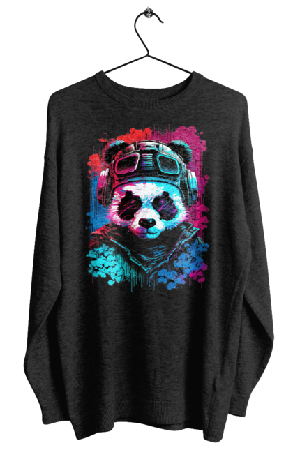 Світшот жіночий з принтом "Панда в VR шолом". Віртуальна реальність, гік, панда, персонаж, шолом. 2070702