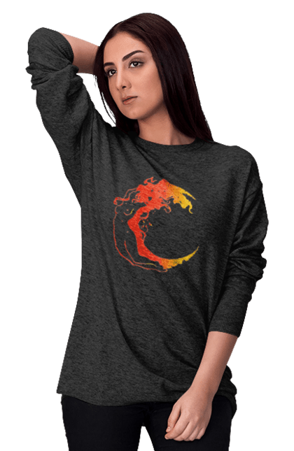 Women`s sweatshirt with prints Moon girl. Cosmic, girl, moon, space, stars. 2070702