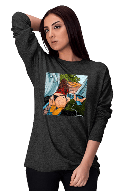 Світшот жіночий з принтом "Відпочинок З Улюбленою У Палатці". Відпочинок, жопа, палатка, собака. 2070702