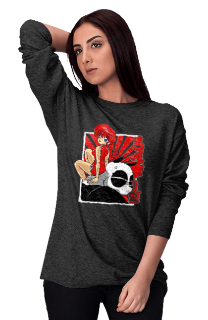 Women's sweatshirt with prints Ranma 1/2. Action movie, anime, comedy, manga, mystic, ranma, romance, shampoo. 2070702