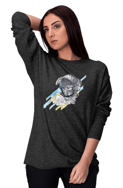 Світшот жіночий з принтом "Слава збройним силам України". День захисника, день захистиць, марка, подяка, слава зсу, укрпошта. 2070702