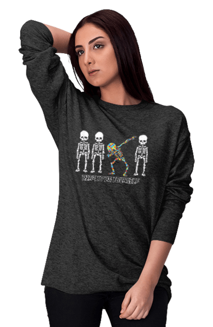 Women's sweatshirt with prints Dare to be yourself. Be yourself, creativity, dancing skeleton, individuality, personality, self-expression, skeleton. 2070702