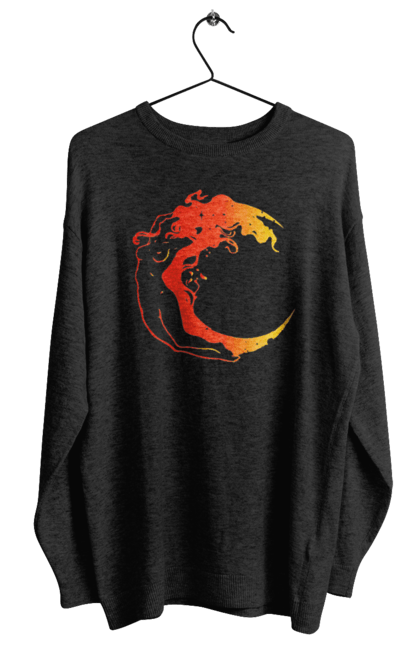 Women`s sweatshirt with prints Moon girl. Cosmic, girl, moon, space, stars. 2070702