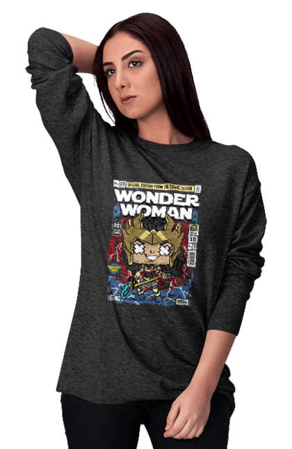 Світшот жіночий з принтом "Wonder Woman". Womder, герой, жінка, комікси, комікси dc, чудова жінка. Funkotee