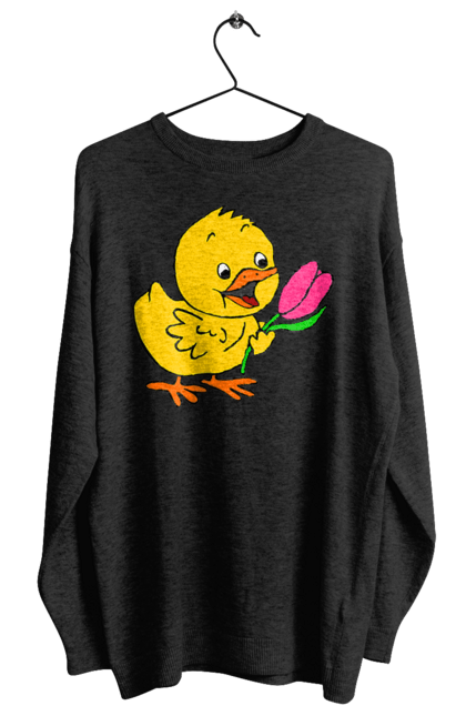 Women`s sweatshirt with prints Chicken With A Tulip. Chick, tulip. 2070702