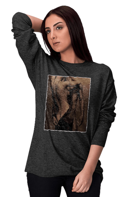 Світшот жіночий з принтом "Інтрига". Взаємність, захоплення, інтрига, любов, неможливо встояти, секс, чоловік і жінка. 2070702