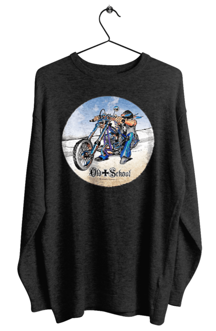 Світшот жіночий з принтом "Old school". Авто мото, виконавці, мотоцикл, музична група, рок група, старе загартування. 2070702