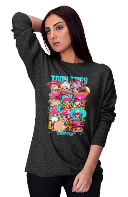 Women's sweatshirt with prints One Piece Tony Tony Chopper. Adventures, anime, fantasy, light novel, manga, one piece, tony tony chopper, tv series. 2070702