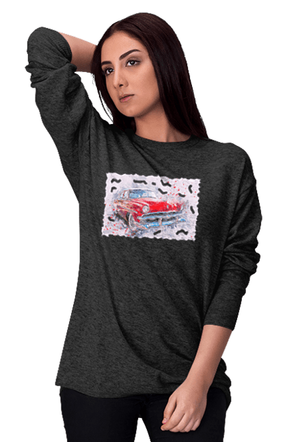 Світшот жіночий з принтом "Автомобільний газ". Gaz, автомобиль, автомобільний газ, дорога, колесо, перемога. 2070702