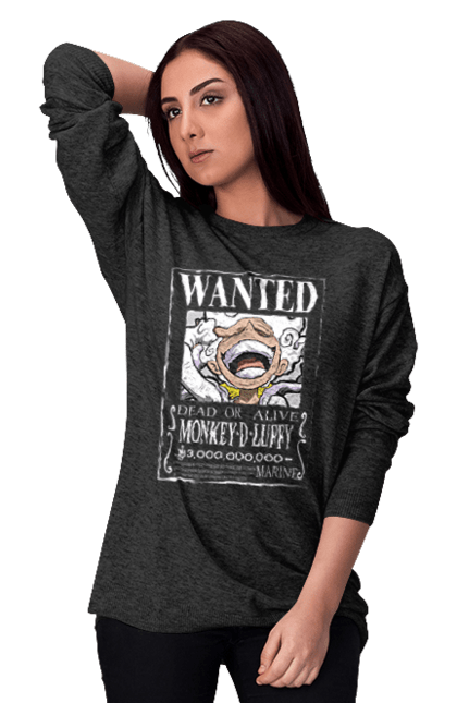 Women's sweatshirt with prints One Piece Luffy. Anime, luffy, manga, monkey de luffy, one piece, pirates. 2070702