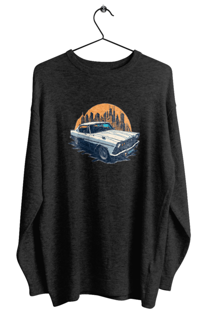 Світшот жіночий з принтом "Вінтажне зображення авто". Автомобіль, вінтажне зображення, місто. 2070702