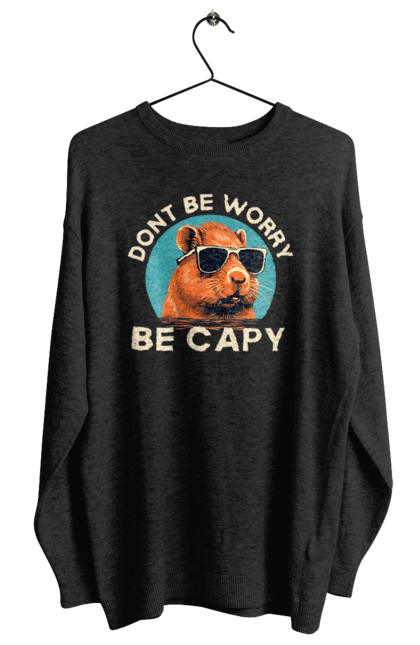 Women's sweatshirt with prints Capybara. Animal, capybara, glasses, rodent. 2070702