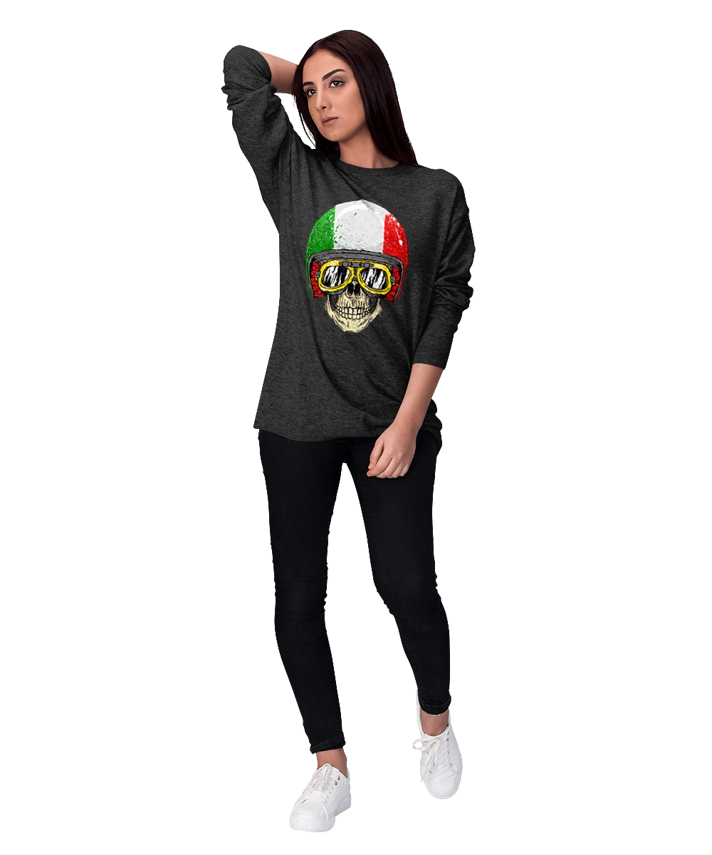 Skull in a motorcycle helmet