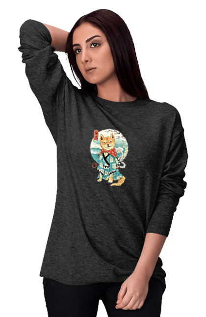 Women's sweatshirt with prints Shiba Inu. Dog, dog lover, doggie, japan, shiba, shiba inu. 2070702