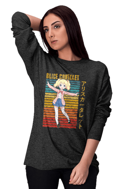Світшот жіночий з принтом "Золота мозаїка Аліса Картелет". Alice cartelet, anime, kiniro mosaic, kinmoza, manga, аліса, аліса картелет, аніме, золота мозаїка, манга. 2070702