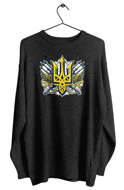 Світшот жіночий з принтом "Символіка україни". Герб, патріотичні зображення, символіка, тризуб, україна. 2070702