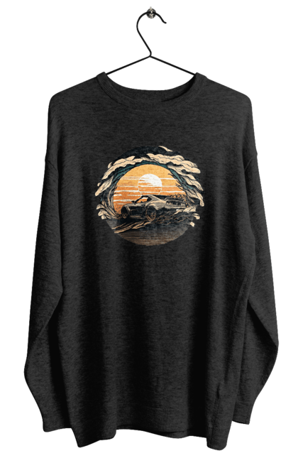 Світшот жіночий з принтом "Додж на заході сонця". Авто, автомобіль, додж, машина, машини. 2070702