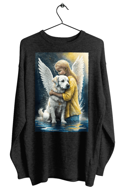 Світшот жіночий з принтом "Дівчинка та собака ангел [память загиблим тваринам]". Дівчинка та собака, крим, нова каховка, память загиблим тваринам, собака ангел, україна, херсон. 2070702