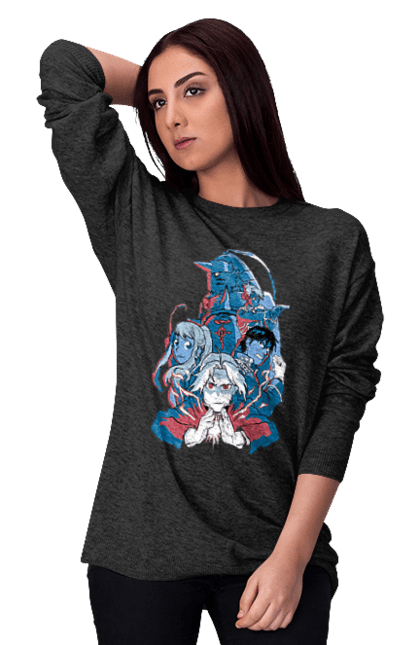 Women's sweatshirt with prints Fullmetal Alchemist. Adventures, alphonse elric, anime, edward elric, fullmetal alchemist, light novel, manga, steampunk. 2070702