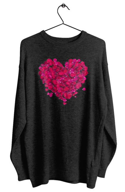 Women`s sweatshirt with prints Heart From Rose Petals. Petals, rose flower. 2070702