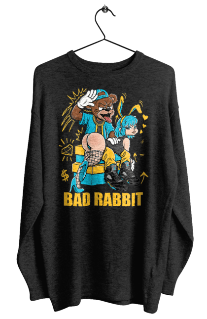 Світшот жіночий з принтом "Поганий кролик". Бдсм, ведмідь, дівчина, кролик, поганий кролик, прикольна, смішна. 2070702