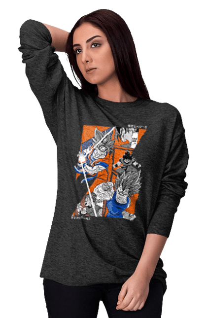 Women's sweatshirt with prints Dragon Ball. Anime, dragon ball, goku, manga, tv series, vegeta. 2070702