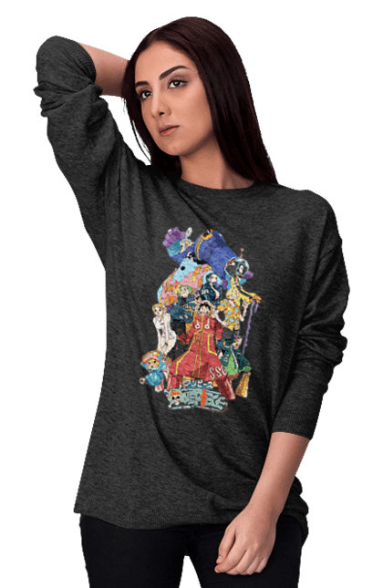 Women's sweatshirt with prints One Piece Luffy. Anime, luffy, manga, monkey de luffy, one piece, pirates. 2070702