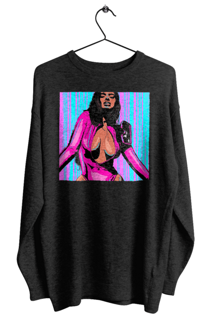 Світшот жіночий з принтом "Дівчина З Глибоким Декольте". Гола, дівчина, сиськи. 2070702