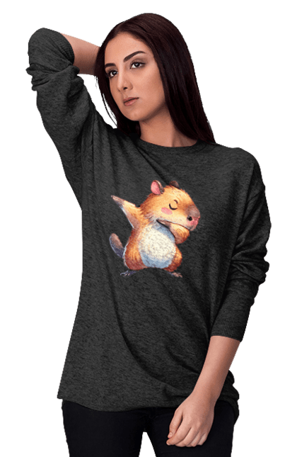 Women's sweatshirt with prints Capybara. Animal, capybara, rodent. 2070702