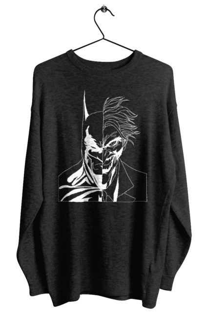 Світшот жіночий з принтом "Бетмен і джокер, білий". Бетмен, джокер, комікс, мультик. CustomPrint.market