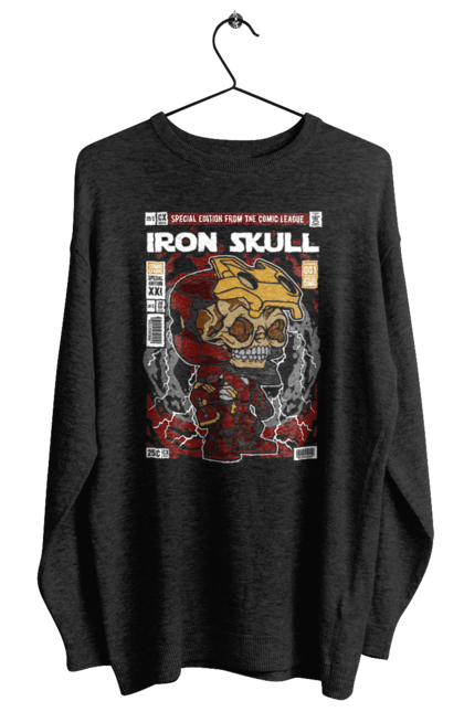 Світшот жіночий з принтом "Iron Skull". Дивуватися, залізна людина, залізний череп, залізо, комікси, людина, людина-павук, суворий, тоні старк. Funkotee