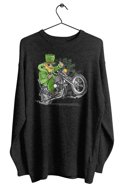 Світшот жіночий з принтом "Патрік На Мотоциклі". Мотоцикл, патрик, свято. 2070702
