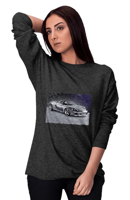 Світшот жіночий з принтом "Авто.2". Авто, кольорове зображення, купе, спортивне авто, фото. 2070702